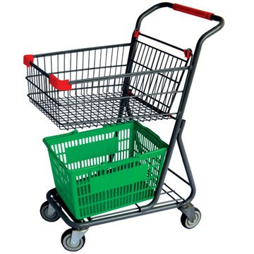 CE & ISO approved 2-tier shopping cart for supermarket